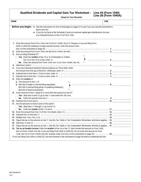 irs qualified dividends worksheet